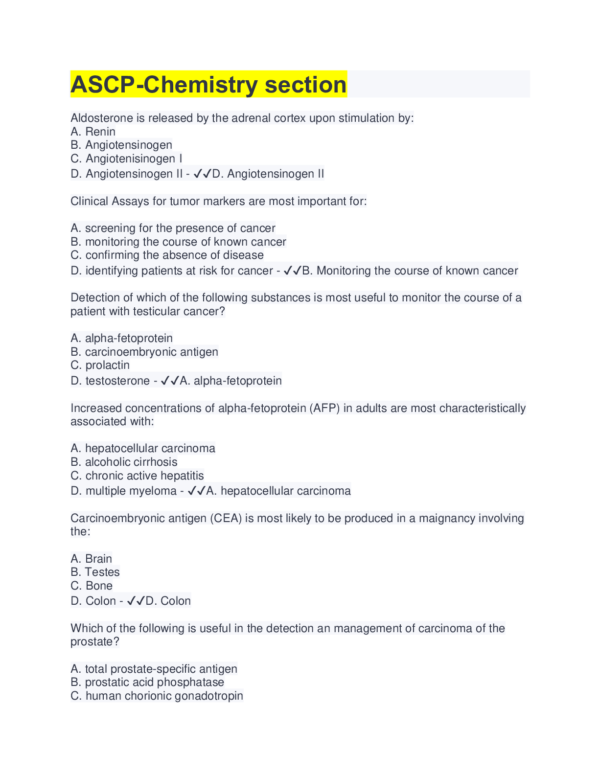 ASCPChemistry section 2022( with questions & 100 verified correct